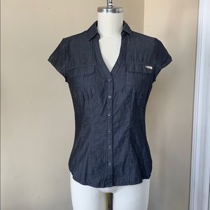 Express Women’s Charcoal Pocket Buttondown - Small